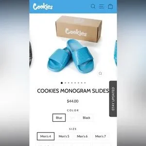 Blue Cookies Monogram Slides-Men\'s Size 9 Cookies Monogram Embossed Blue Slide Sandals | Zumiez main image 2